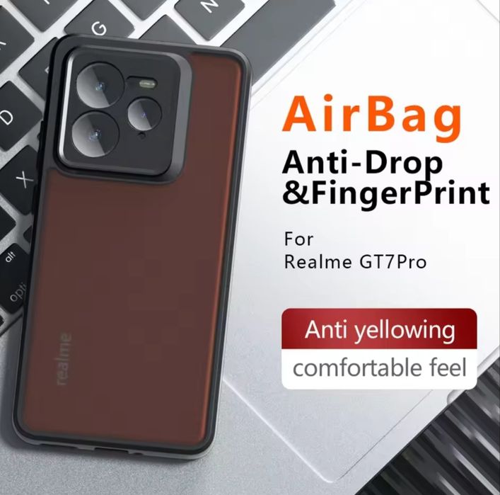 Realme GT7,GT7 pro силиконов кейс удароустойчив с прозрачен гръб Ново