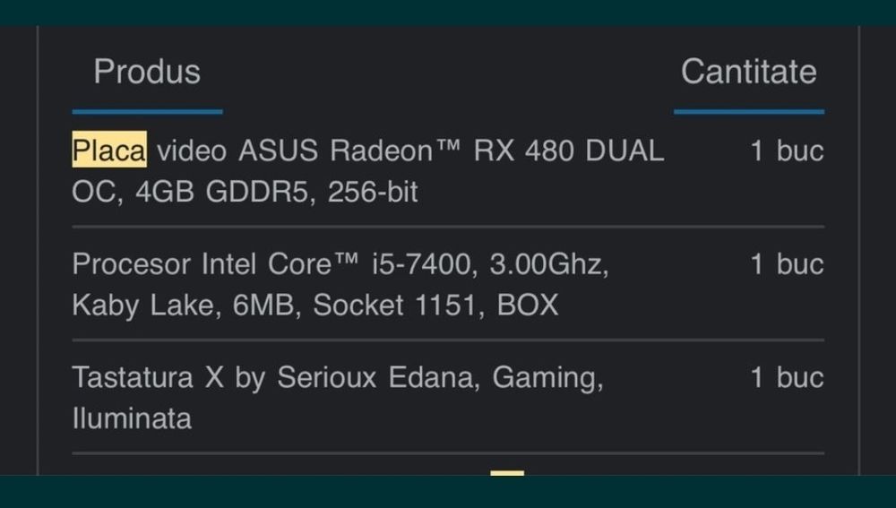 Vând desktop gaming  perfect funcțional  i5 7400, rx480 dual 4gb, 16gb