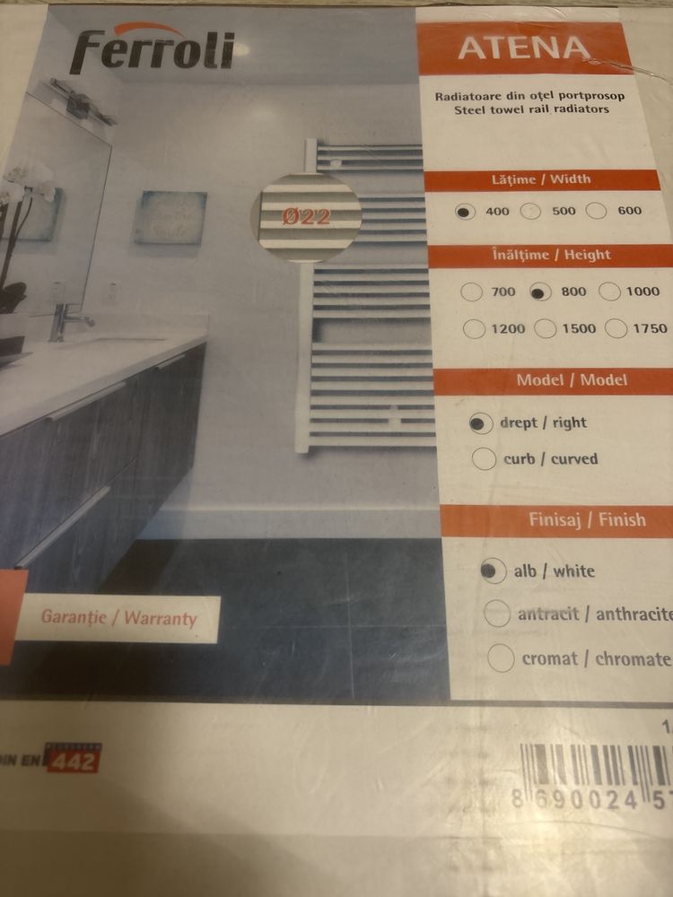 Radiator calorifer portprosop FERROLI, Nou, 800 x 400, Alb
