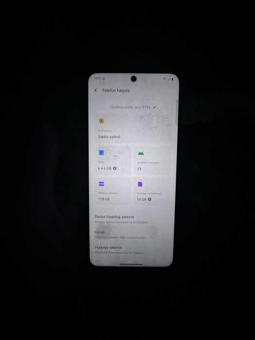 VIVO Y19 kafalat qorobka dakement bor lekin imiykadan otmagan