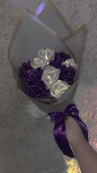 Букет роз из атласных лент (11 штук)