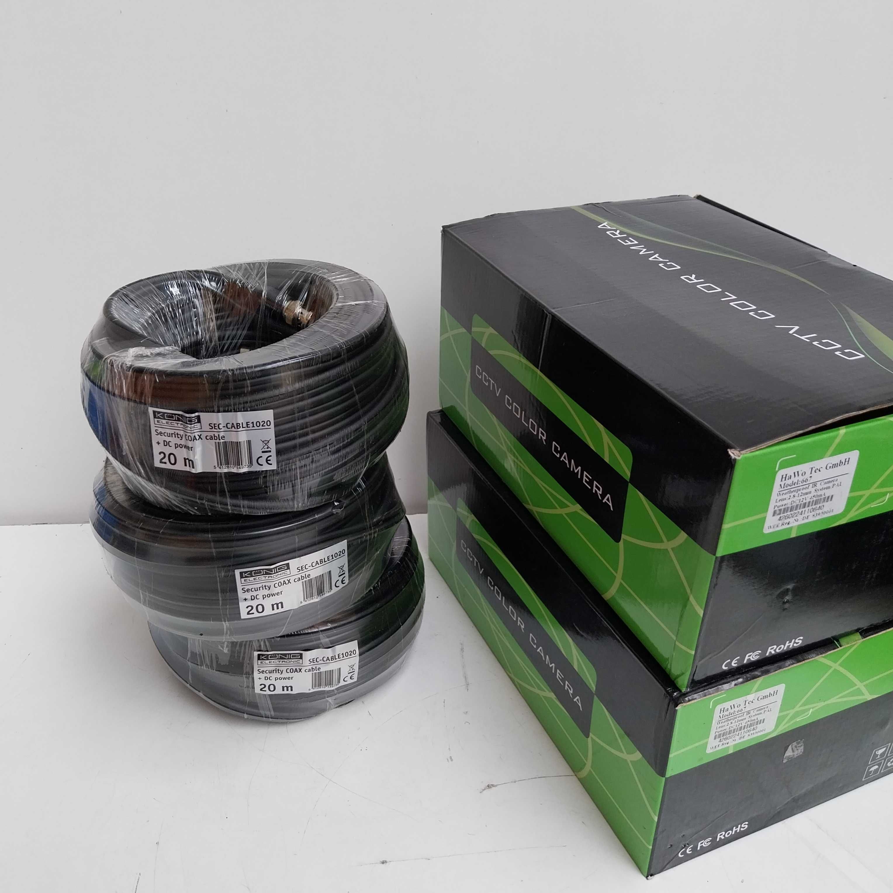 НАЙ ДОБРАТА ОФЕРТА 2  камери за наблюдения Hawotec + 3x 20 м. Кабел
