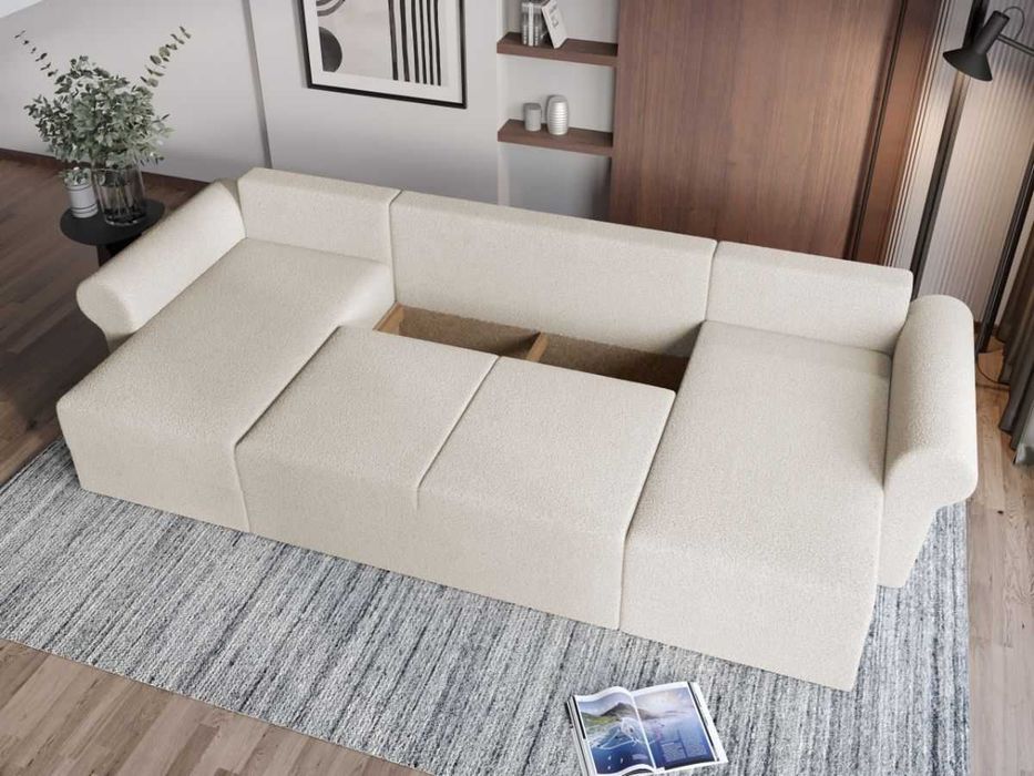 Coltar U Extensibil Bonito plusat aspect lana alba - Transport Gratuit