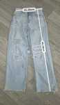 Pantaloni Rupti 90' Wide Noi cu Talie Inalta-Marimea 32