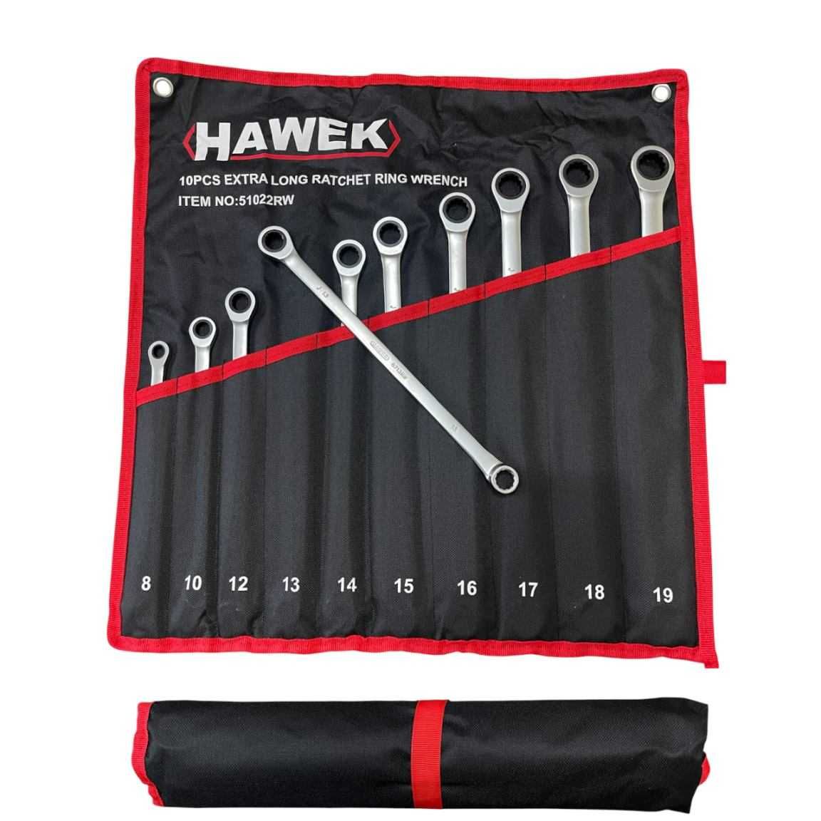 Комплект удължени ключове лули с тресчотка 8-19мм HAWEK