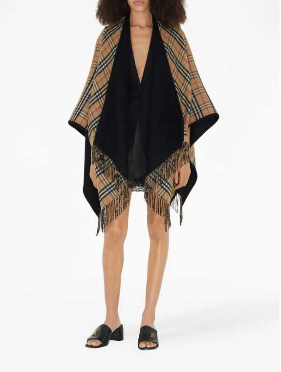 Şal BURBERRY reversible checked wool cape