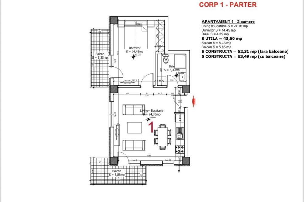 Apartament 2 camere Otopeni -str 23 August