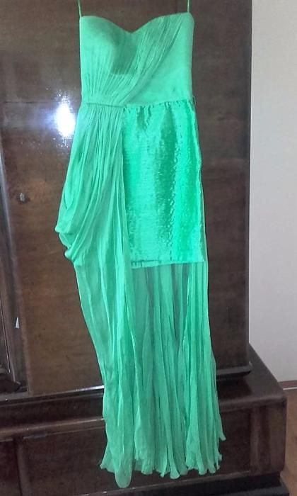 rochie de lux verde matase