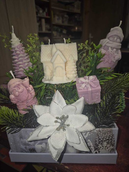 Коледна аранжировка „Зимна кутия“ – ръчна изработка