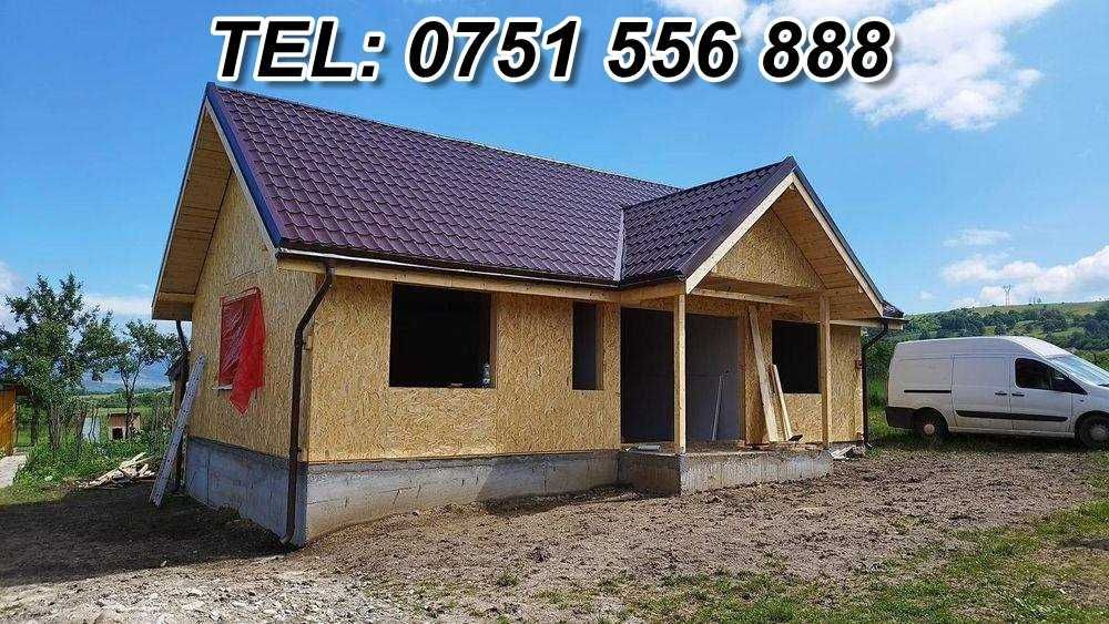 Casa din structura de lemn si cabane A-Frame