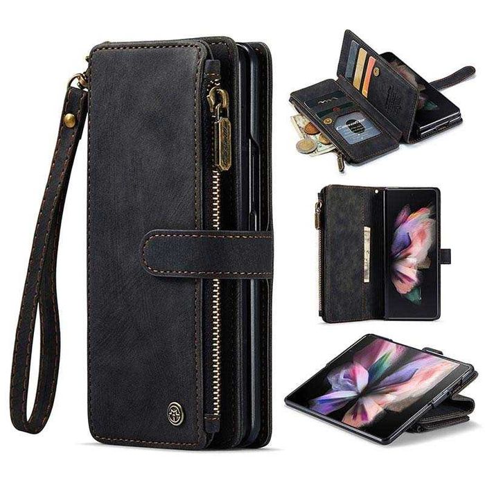 Husa premium lux flip carte+Folie SAMSUNG Galaxy Z Fold4 5 6 7 diferit