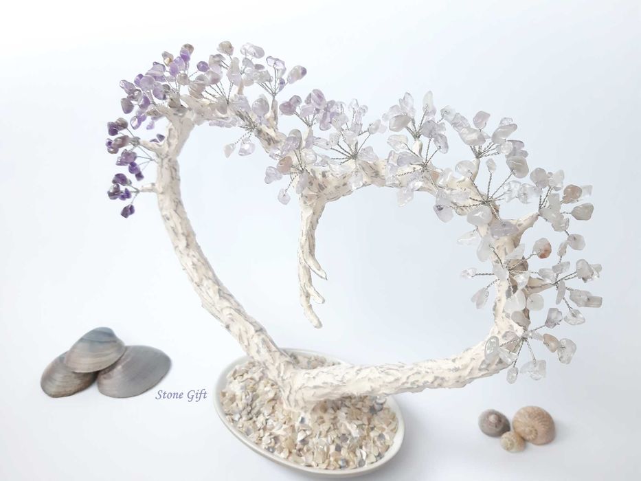 Дръвче Аметист Сърце, Подарък Коледа, Подарък Нова Година