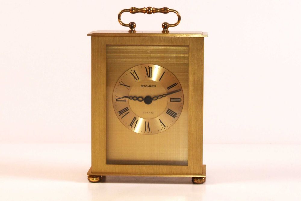 Ceas de birou STAIGER: bronz, geam cristal, Made in Germany IMPECABIL