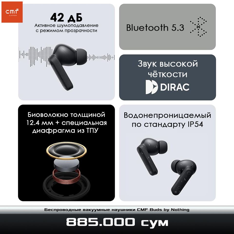 Беспроводные вакуумные наушники CMF Buds by Nothing