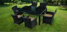 Set mobilier gradina masa,  cu 6 scaune, negru