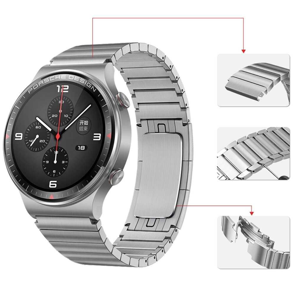 Curea metalica 22mm Huawei GT2 2e 3 Pro Watch Titanium Negru Argintiu