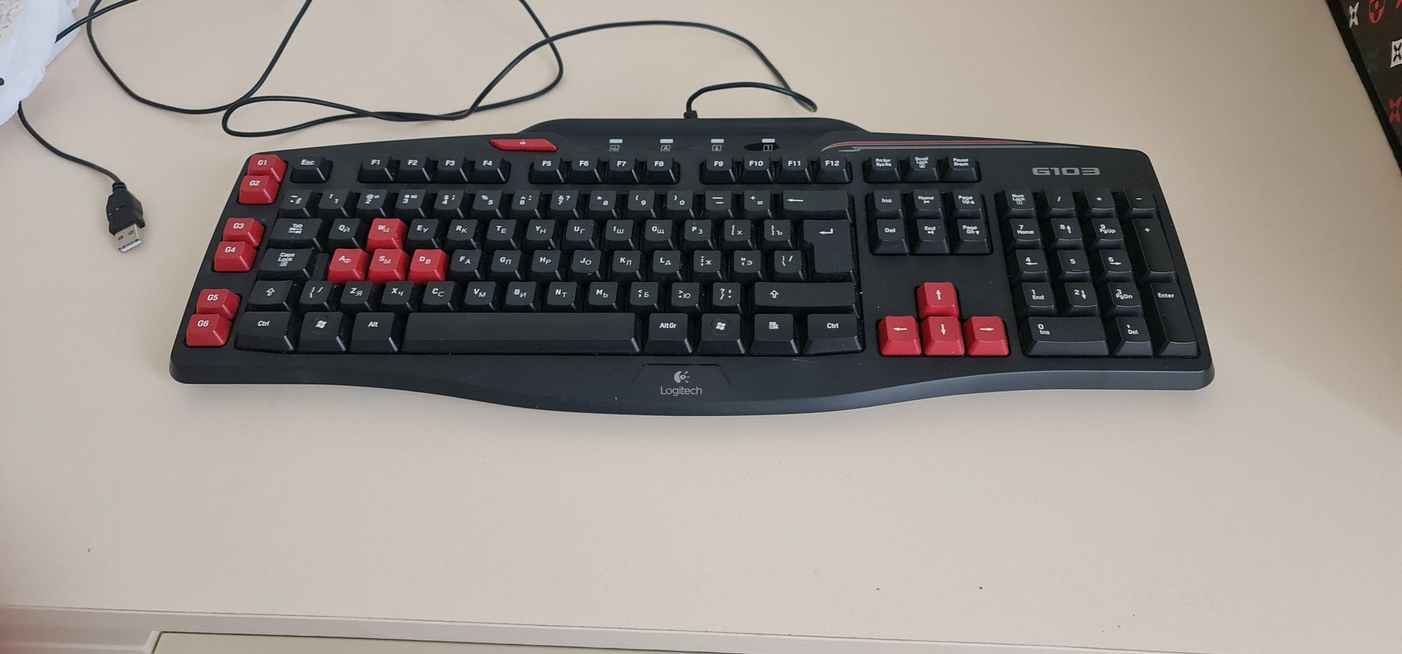 Клавиатура Logitech G103 Gaming Keyboard USB черный-красный