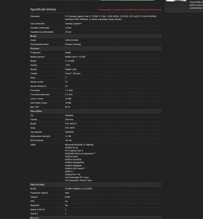 PC Gaming Intel i7-13700F 2.1Ghz 32gb DDR4, RTX 4070Ti 12 Gb GDDR6X