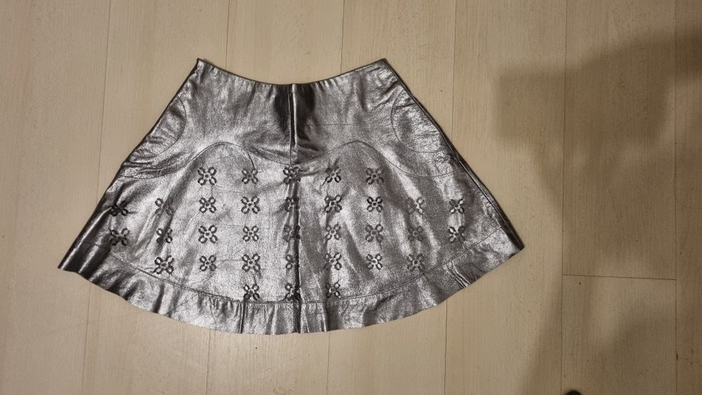 Fustă argintie piele naturală S/M
