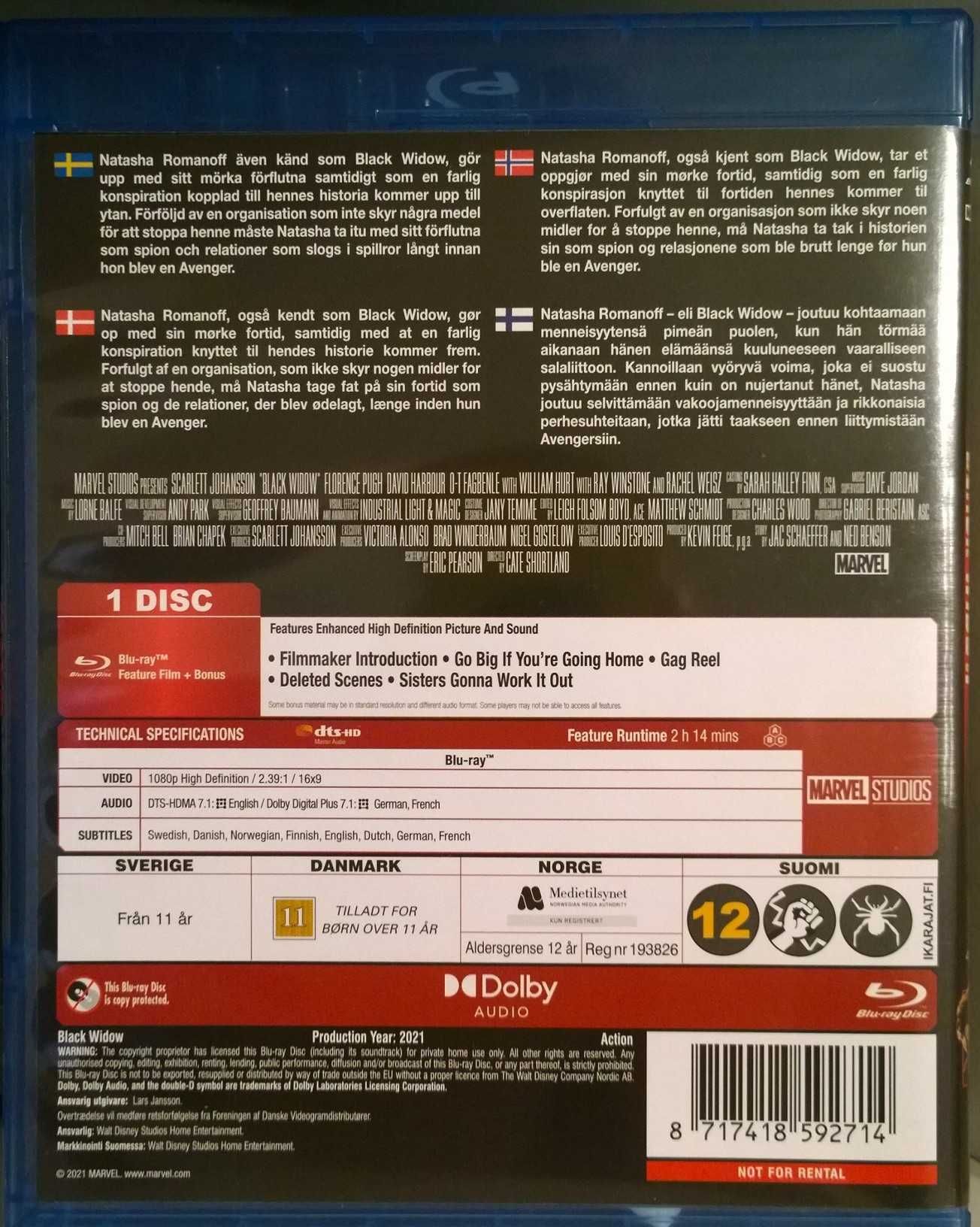 Black Widow (Blu-ray) (import, fara subtitrare romana)