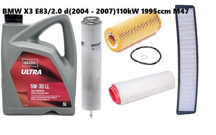 Revizie ulei si filtre BMW X3 E83 2004-2007