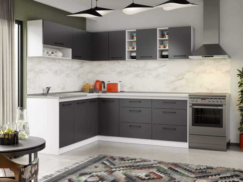 Set Mobila Bucatarie Colt Mina Grafit 180*220 Gri Antracit – C94
