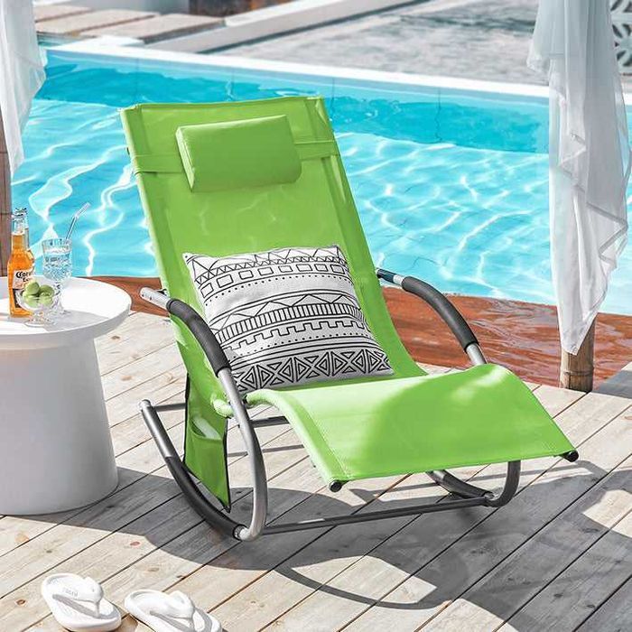 Sezlong metalic gradina cu perna confortabila | OGS28-GRx2