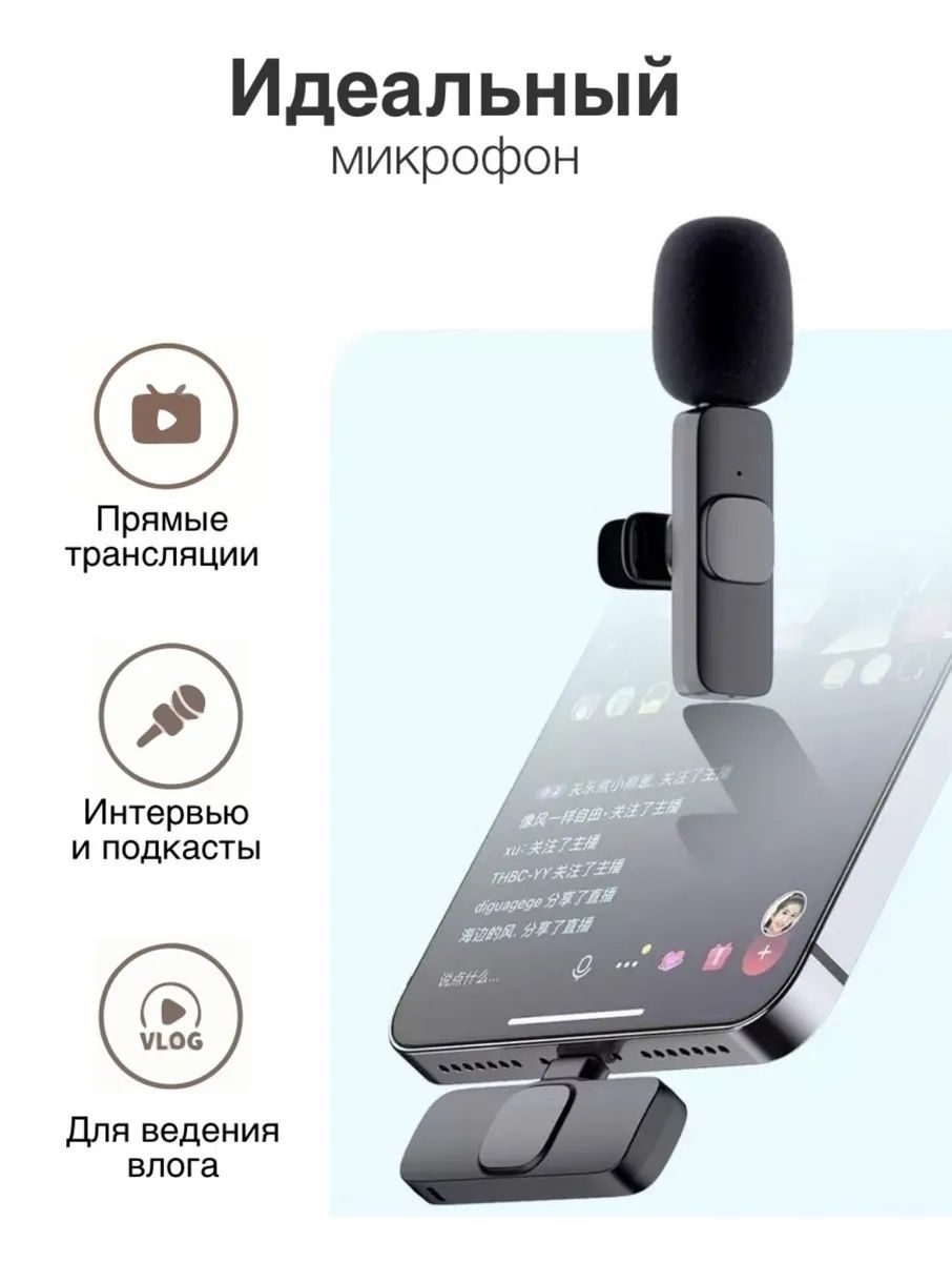 Микрофон петличный Wireless Microphone беспроводной