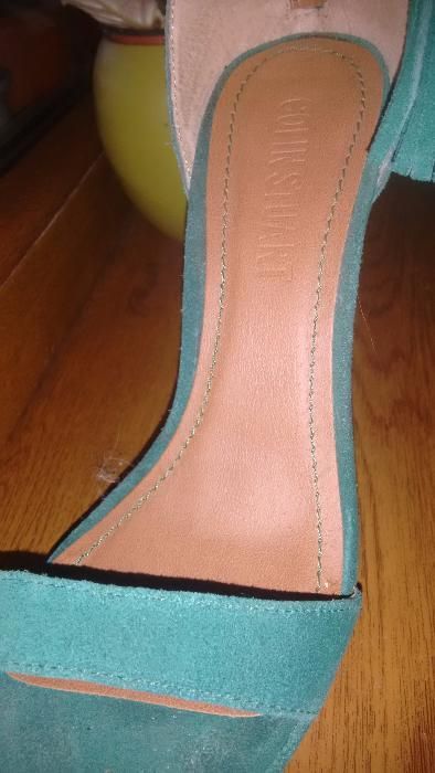 Sandale elegante Collin Stuart SUA, piele nabuc, verde,39,acum 180 Ron