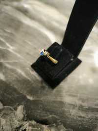 Золотое кольцо корунд сапфира, брилиант 585 СССР