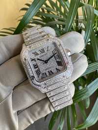 Cartier Santos Medium Ice Out full diamonds