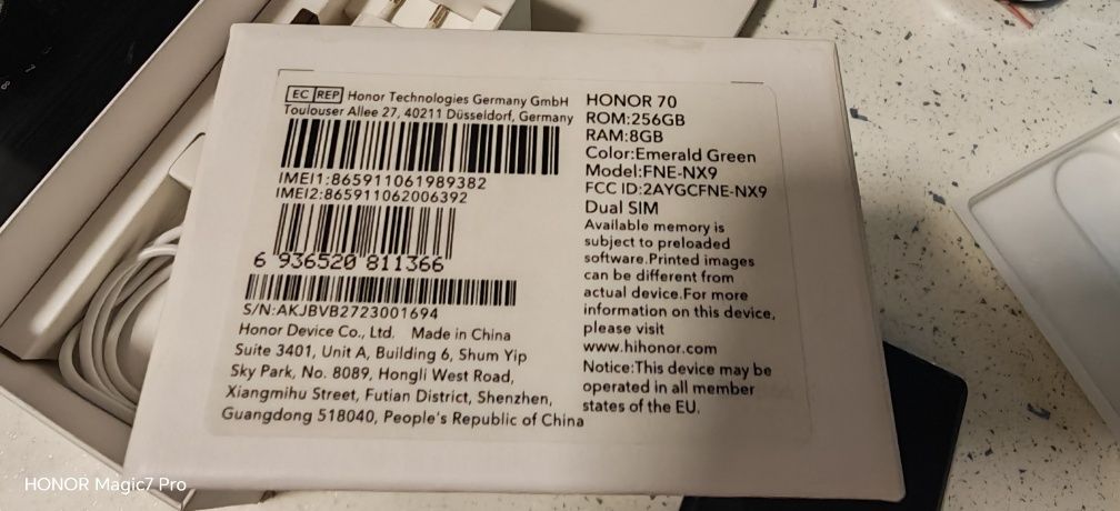 Смартфон Honor 70, Dual SIM, 8GB RAM, 256GB, 5G, Emerald Green