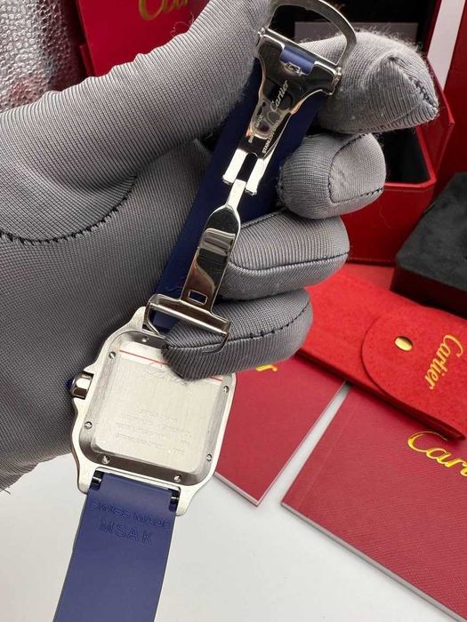 Cartier santos 100 PVD сребристо/синьо