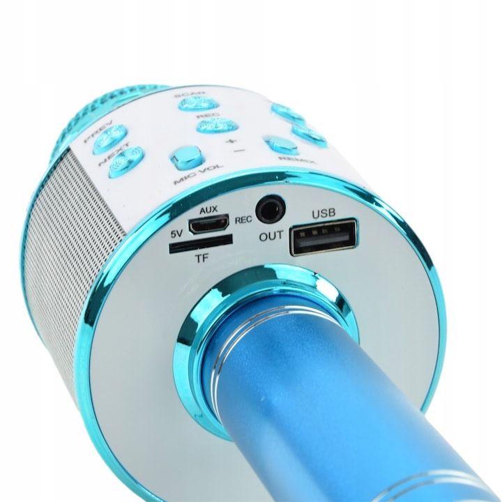 Микрофон детски, Bluetooth, USB, Син