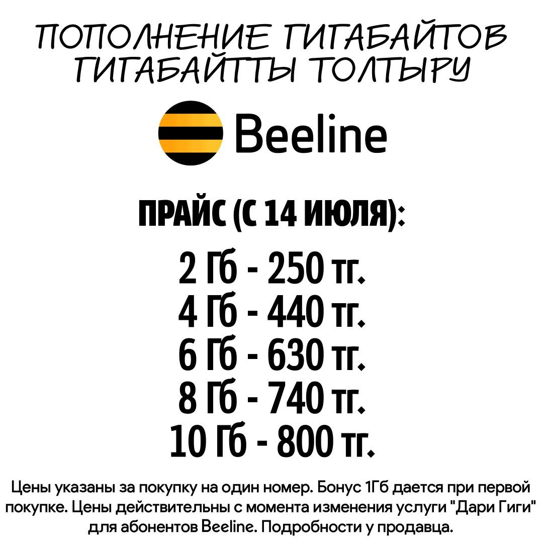 Пополнение гигабайтов Билайн