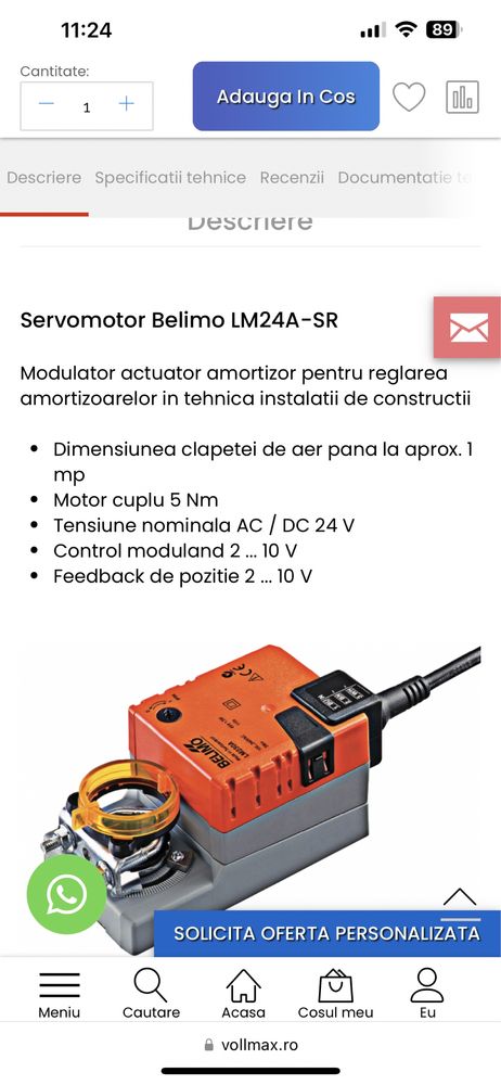 Vand Servomotor Belimo LM24A-sr