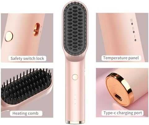 Нова Керамична безжична четка за изправяне и къдрене на коса, 5000mAh