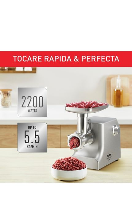 Masina de tocat carne Tefal HV10 NE858D38, 2200 W, 5.5 kg/min, 8 in 1,