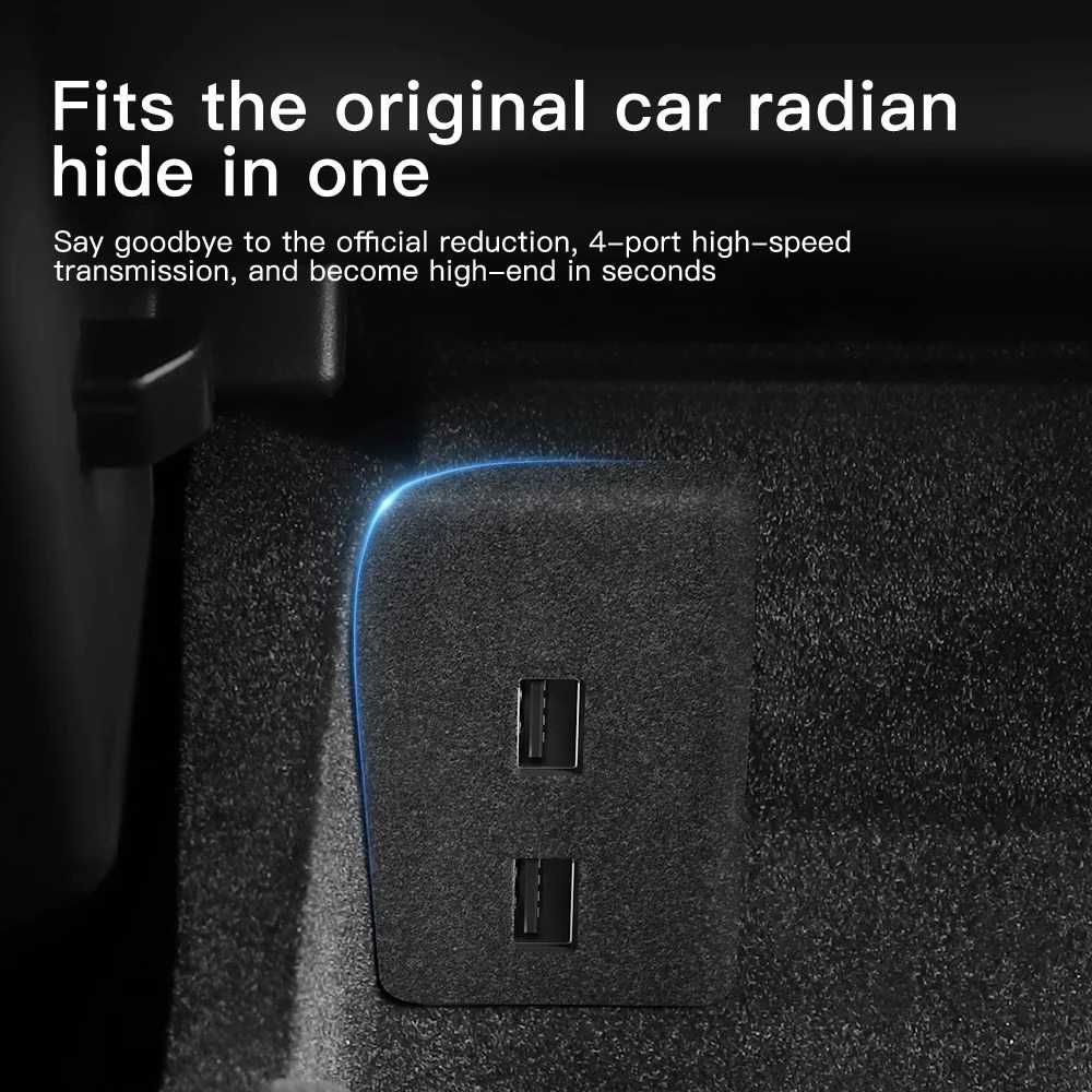 Hub USB cu 4 porturi (3 x USB + 1 x USB-C) pentru Tesla Model Y