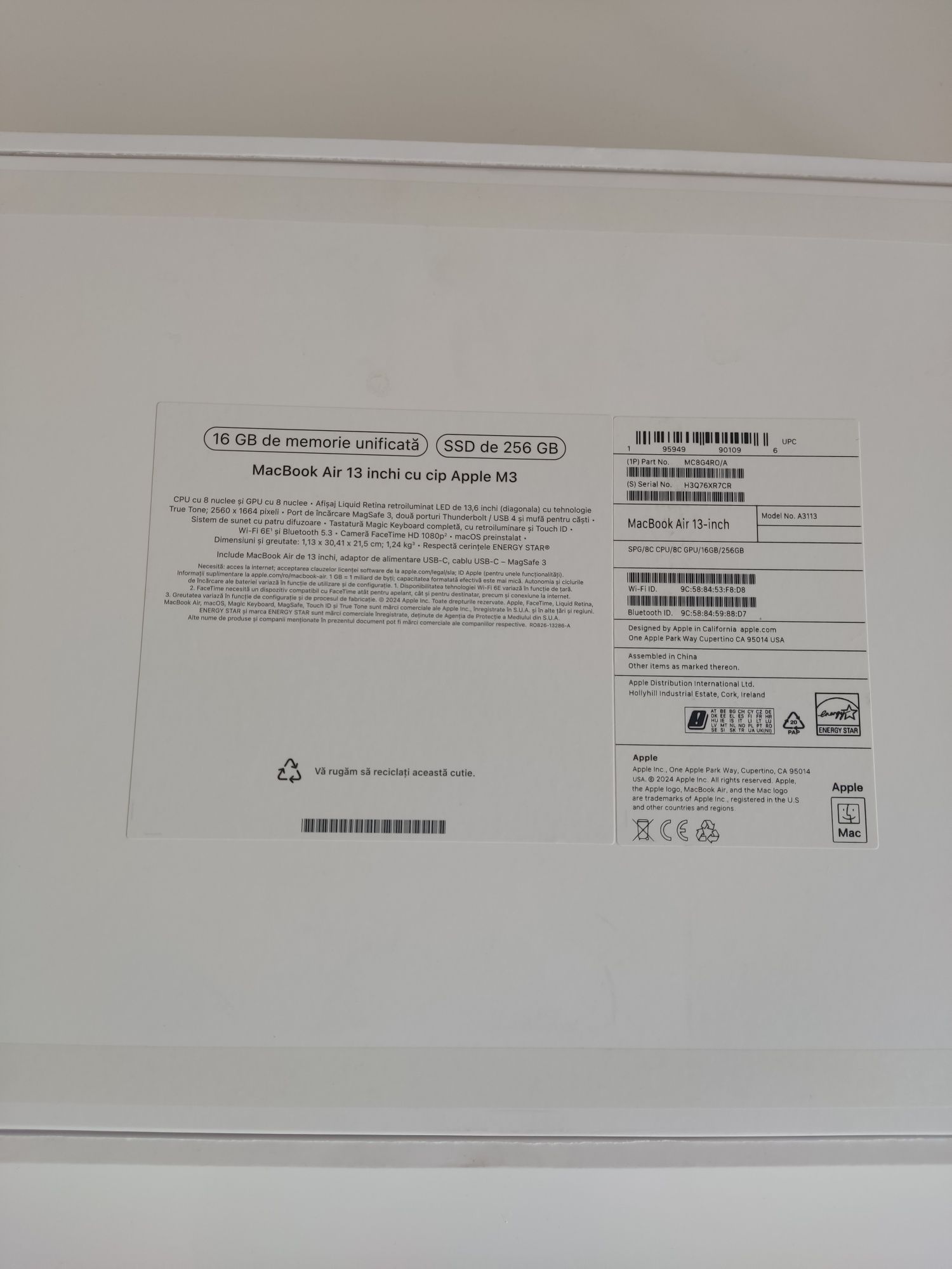 Лаптоп Apple Macbook Air 13 M3