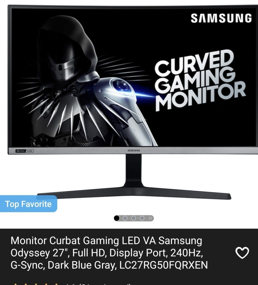 Monitor Curbat Gaming LED VA Samsung Odyssey 27", Full HD, Display Por