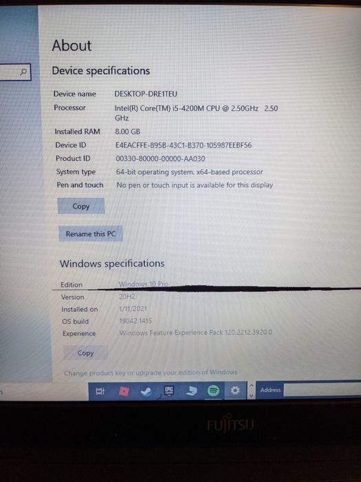 Fujitsu Siemens, laptop I5, 8Gb Ram