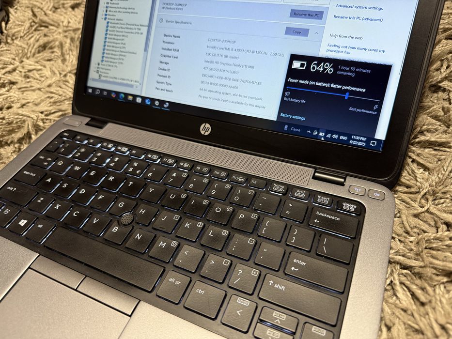 Laptop HP EliteBook 820, 12.5” HD, Intel i5-4300U, 8GB RAM, 480GB SSD