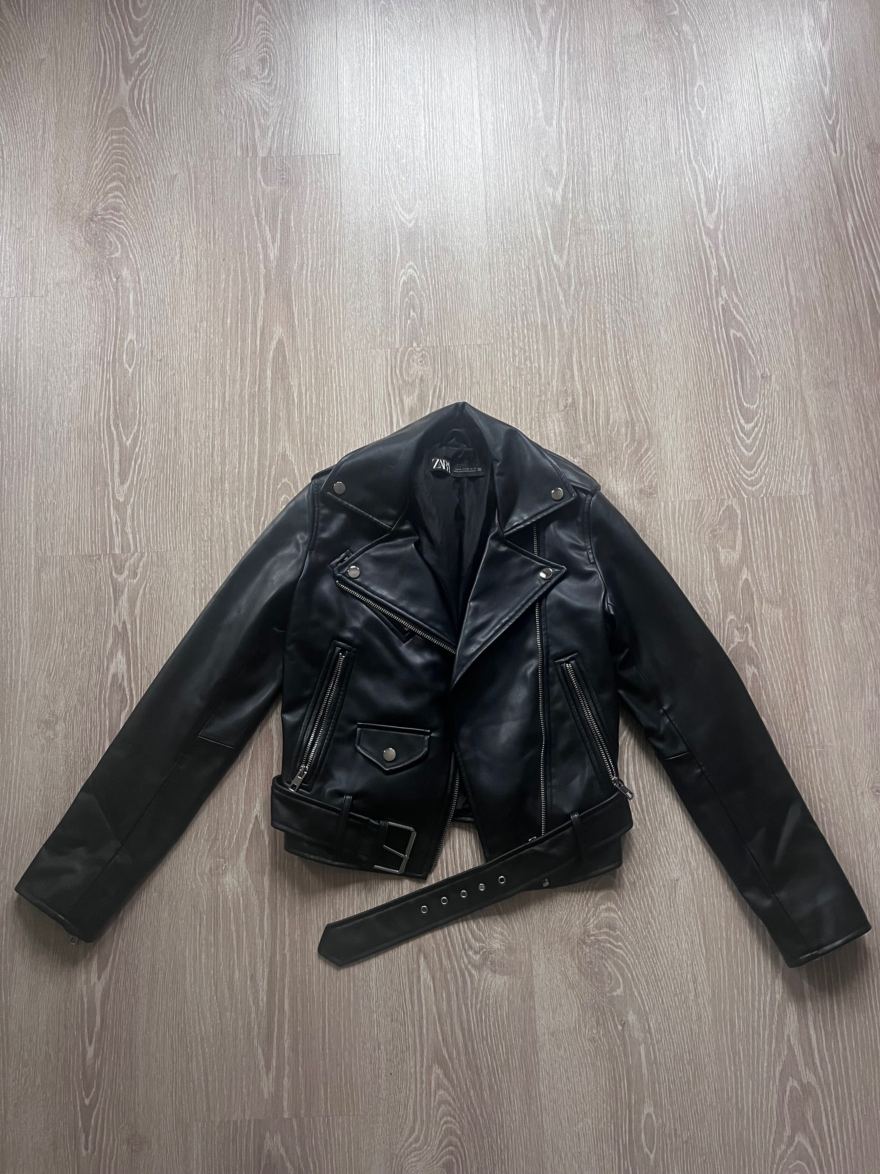Черно кожено яке Zara