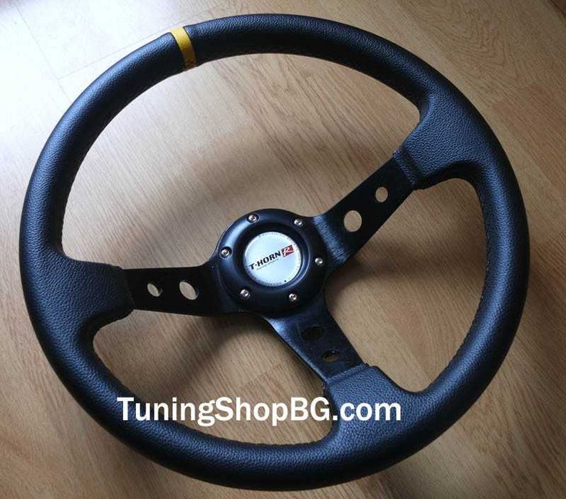 Спортен волан Т-Horn дълбок черен с червен шев!