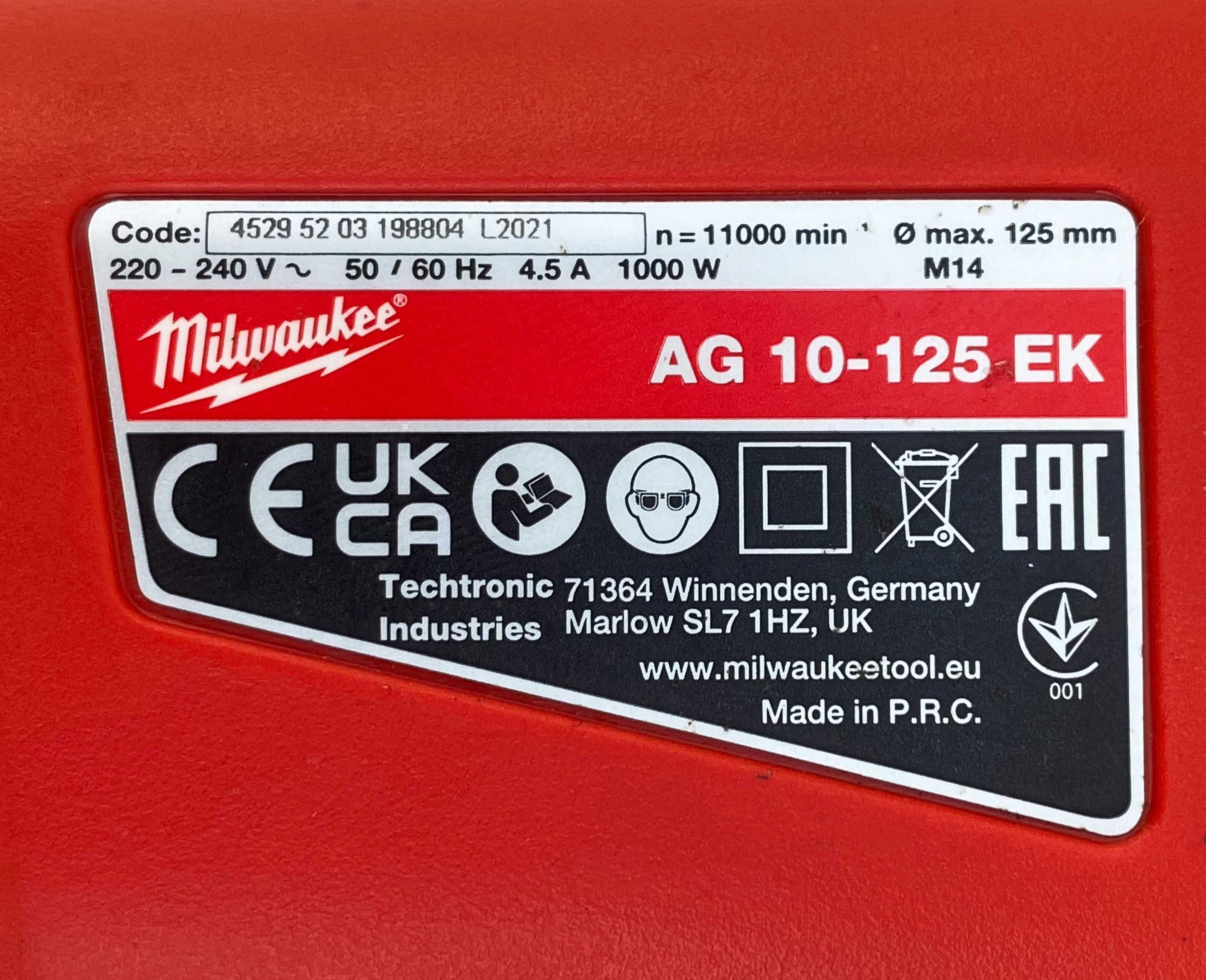 Milwaukee AG 10-125 EK - Електрически ъглошлайф като нов!