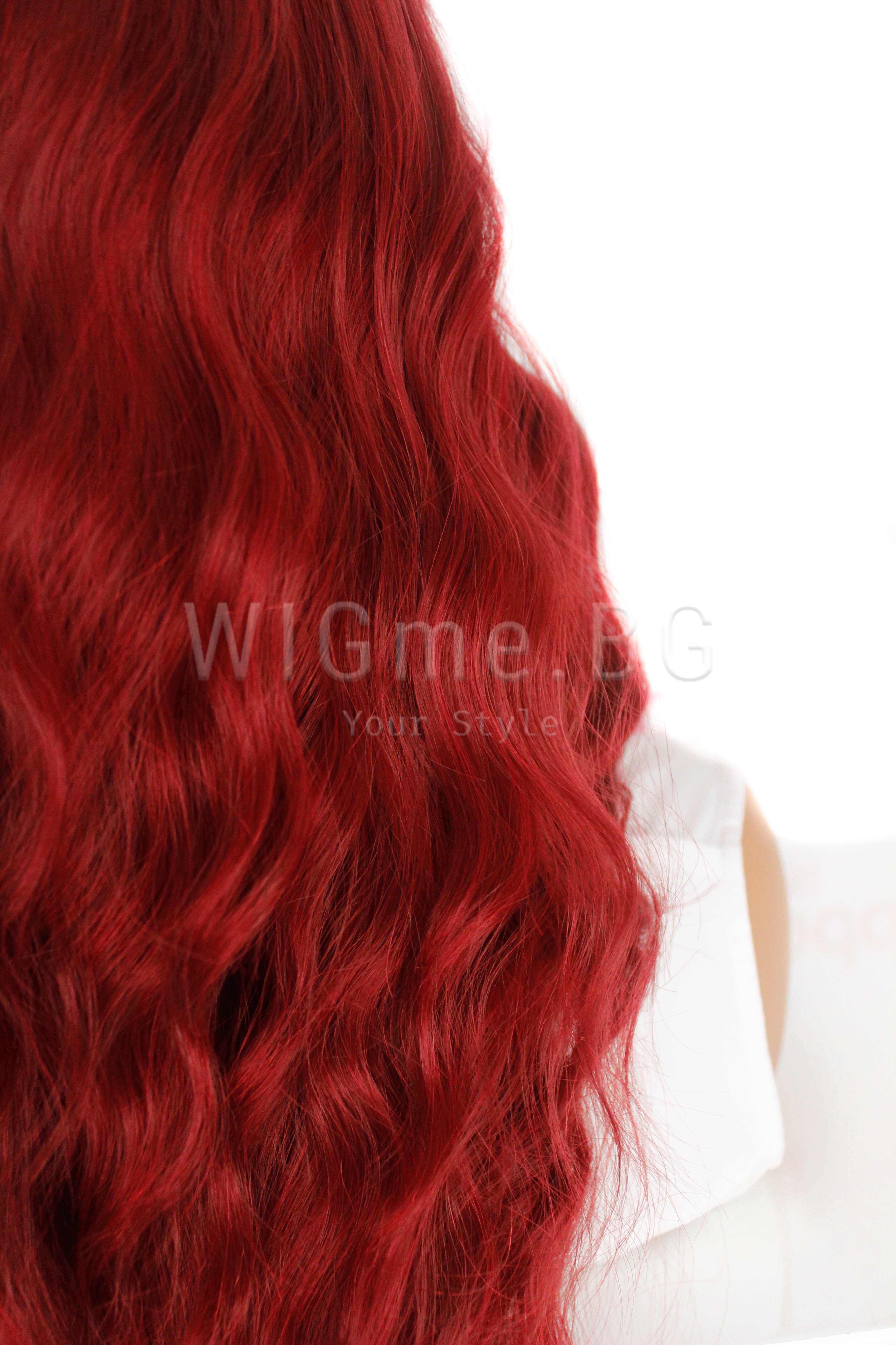 НОВА дълга къдрава светло червена перука Мишел- ОТЛИЧНО КАЧЕСТВО!