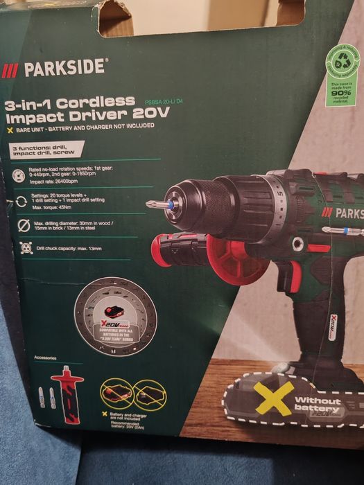 Bormasina filetanta parkside noua,garantie,percutie,valiza,nou