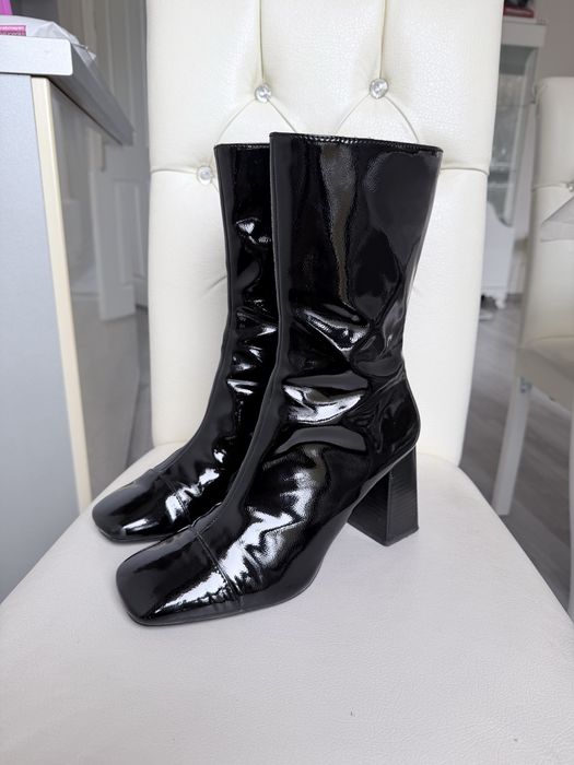 Zara черни лачени боти номер 41