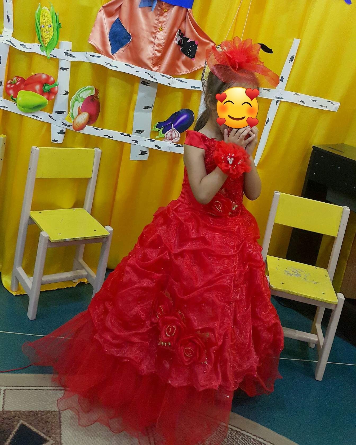 Нарядное красное бальное платье! 5-9 лет